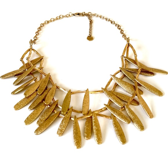 TALBOTS Ultra Glam Gold Layered Leaf Statement Necklace | NWOT - Picture 5 of 7
